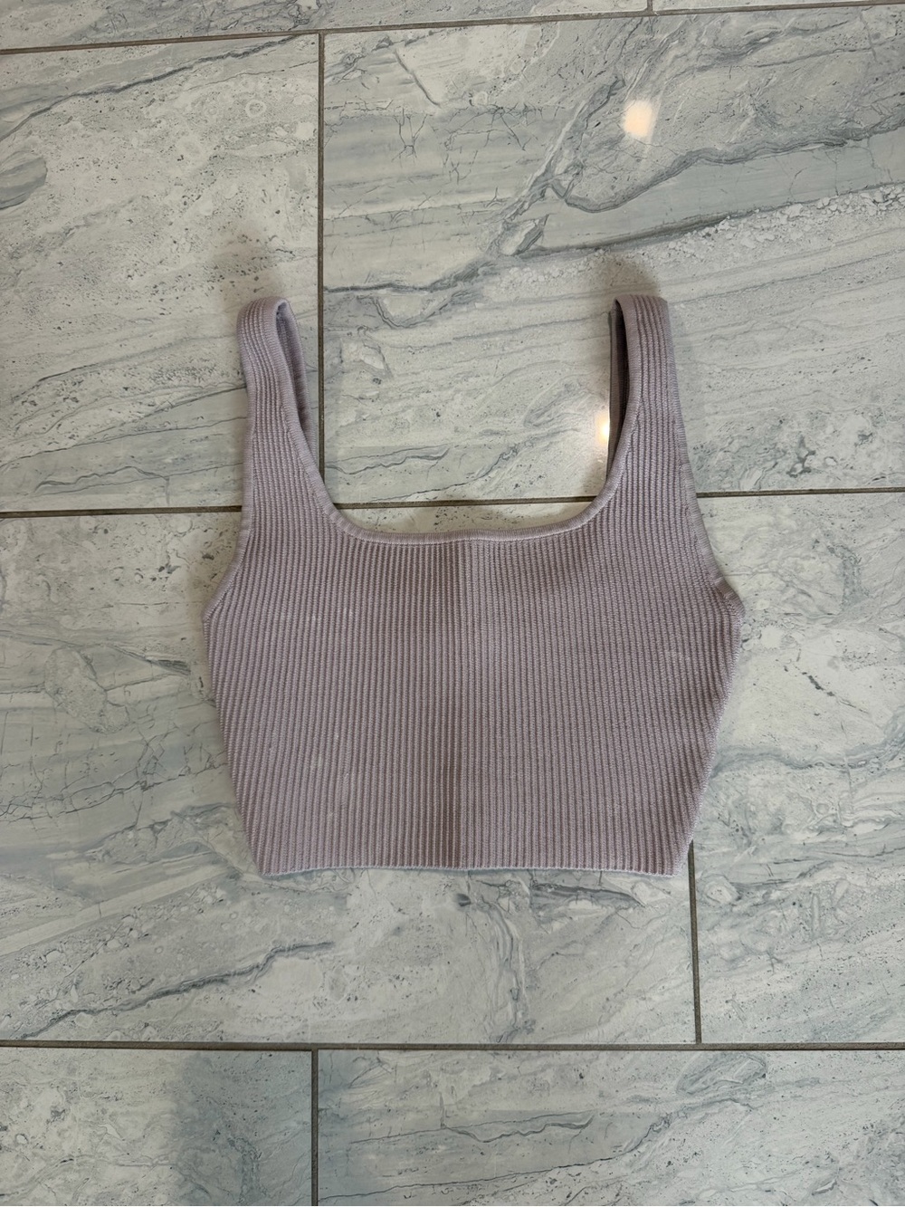 Aritzia Ribbed Square-Neck Crop Tank - Lavender